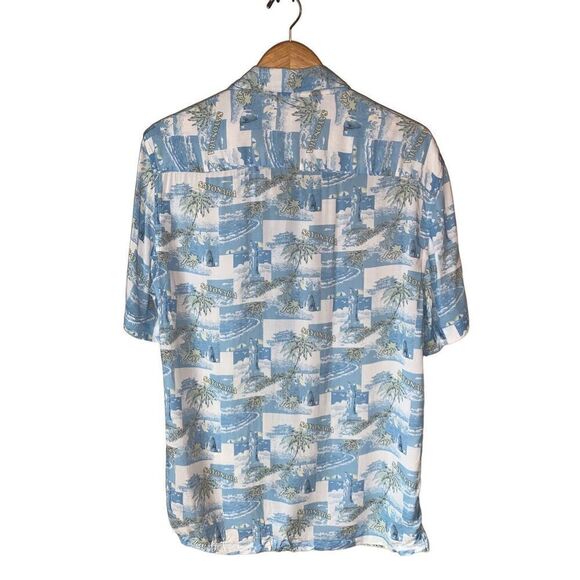 ALLSAINTS Men’s Tropical Hawaiian Sayonara Shirt In Aqua Blue - Picture 6 of 10